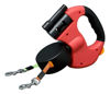 Imagen de ACCESORIOS PARA MASCOTAS - CDLYRBX3MR CORREA DOBLE CON LINTERNA Y RECIPIENTE DE BOLSA X 3 METROS ROJA
